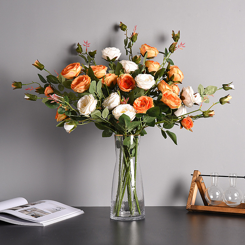 Nordic Light Lavish Rose Flowers Simulation Flowers Fake Flowers Bouquet Living-room Decoration Pendulum Table Hem Flowers Home Furnishing-Taobao