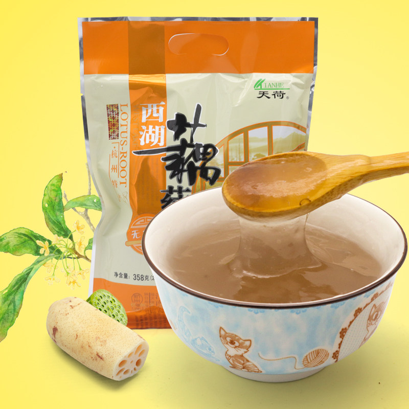 Zhejiang Hangzhou Special birth Tianho West Lake Lotus Root Powder Spoon No Cane Sugar Positive Lotus Root Powder for breakfast Flushing Drink Pint Pouch
