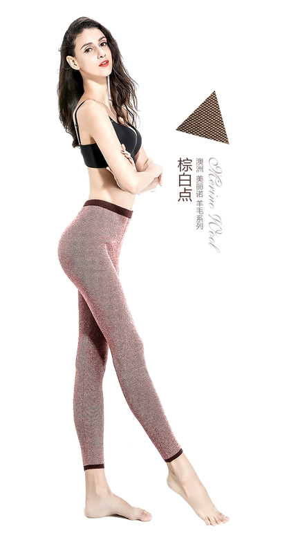 Jinfangchui 6102 quần len dày jacquard co giãn phù hợp đan quần legging nhung ấm áp - Quần nóng lên