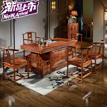 Solid wood tea table and chair combination pure elm office tea table living room 18 meters new Chinese tea table tea table