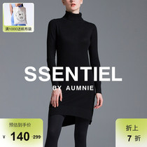 AUMNIE Australian Mini high neckline with high and low open knit dress ladys new body external hitch basic even body dress