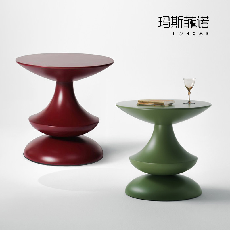 MSFN Modern Retro Handmade Solid Wood Sculpture Cup Tea Several Small Round Tables on Modern Simple Living Room Sofa