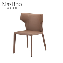 Masfino modern minimalist talks chair designer fashion saddle leather backrest dining chair dining room café chair