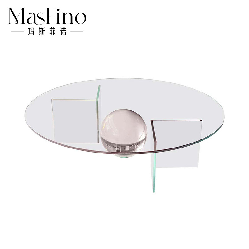 Masfino Minimal Design Creative Circular Ball Gradual Acrylic Tea Several Household Hotel Reception Tea Table