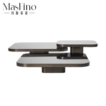 Masfino light lavish minimalist glass stainless steel square combined coffee several tea table Living room Home Villa Hotels