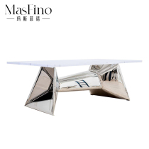 Masfino Prototype Board Room Modern Minimalist Table Creative Art Design Metal Light Lavish Stainless Steel Table Living Room