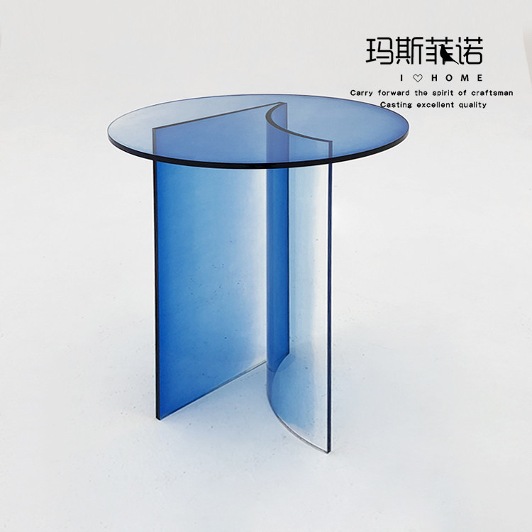MSFN Nordic modern creative fashion blue purple acrylic transparent transition round table tea several corners