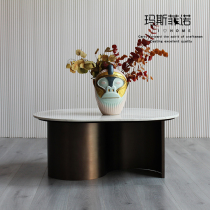 MSFN Modern Light Extravaganza Designer Creative Art Marble Metal Curved Round Tea Table Living-room Tea Table