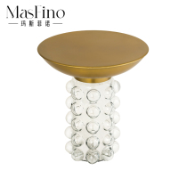 Masfino Modern Wind Designer Creative Transparent Bubble Tea Table Glass Metal Side Several Living Room Villa Hotels