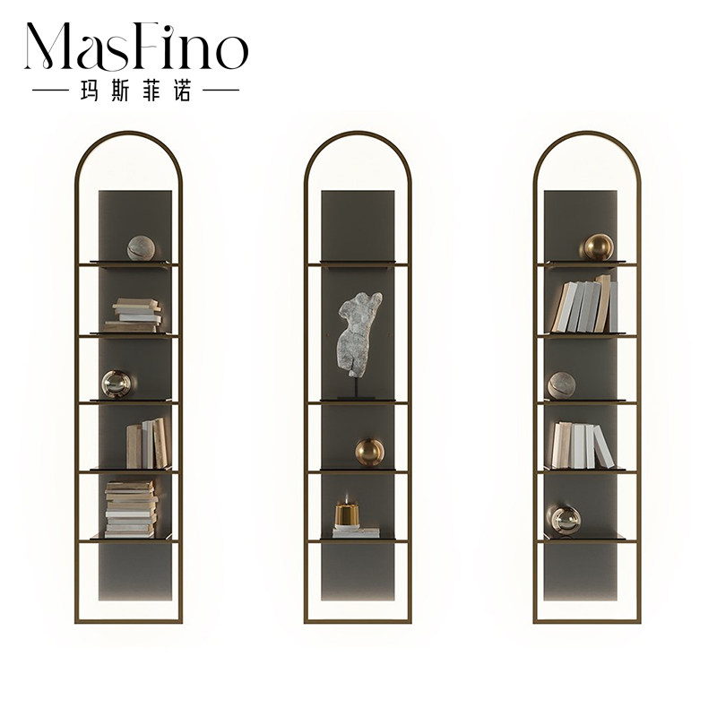 Masfino Italian Minimum Open LED Lighting Show Archives Aeronautical Aluminum Alloy Decorative Frame Wall Decoration
