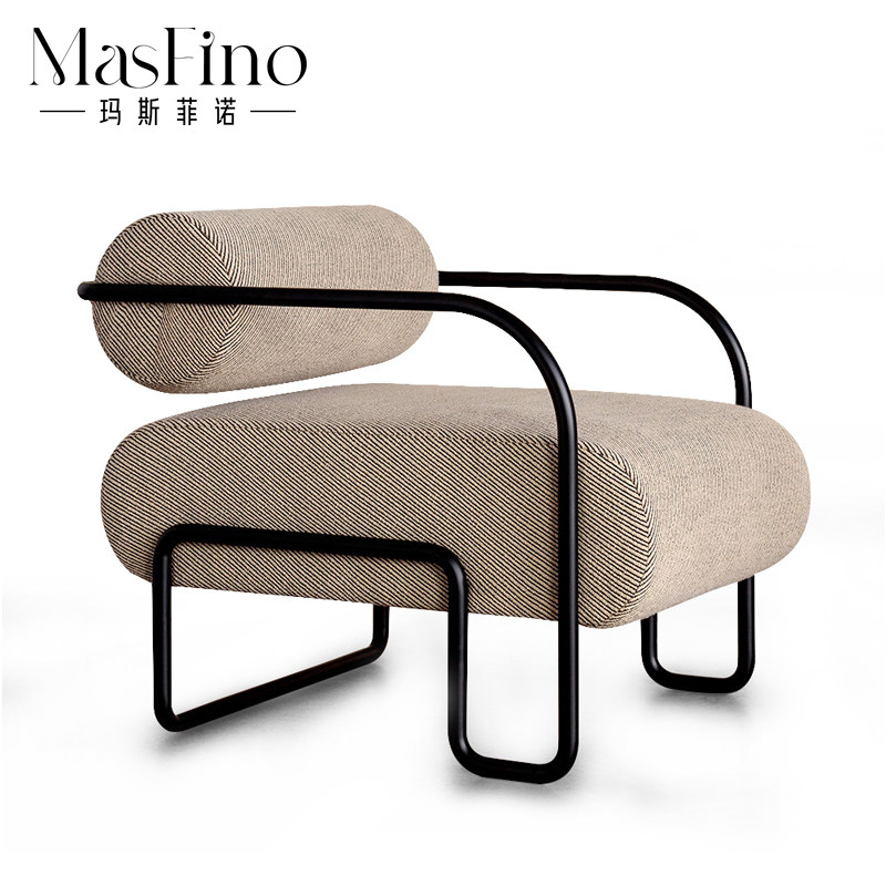 Masfino Modern Simple Arc Curved Luxury Super Fiber Leisure Chair Hotel Living Room Sofa Single
