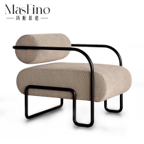 Masfino modern minimalist arc Bend Pipe Luxurious Ultra Slim Leather Casual Chair Hotel Villa Living Room Sofa Single