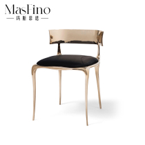 Masfino Nordic Modern Designer Creative Stainless Steel Short Back Casual Dining Chair Brass Bookchair Hotel Villa