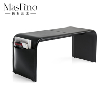 Masfino Nordic minimalist light and luxurious black saddle leather mesh red containing bench bedroom bedstool modern minima