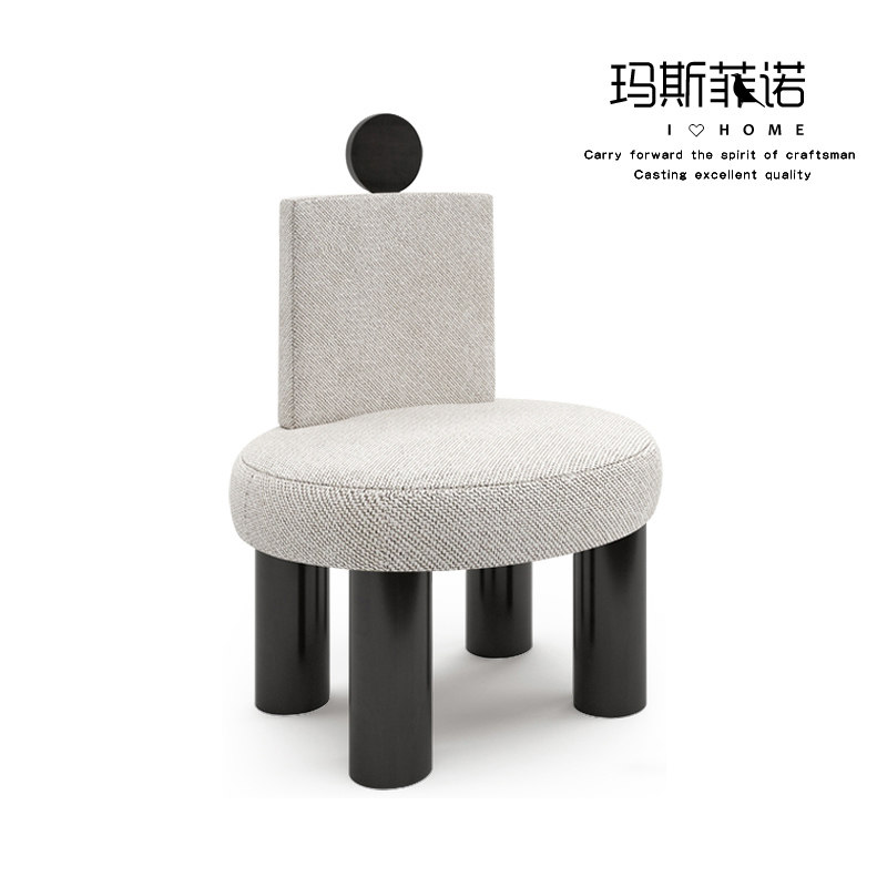 Masfino Nordic Modern Designer Creative White Fabric Solid Wooden Chair Desk and Chair Living Room Simple Child Chair