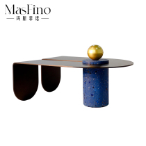 Masfino Nordic Light Lavish Letters Metal Water Grindstone Tea Table Living-room Sofa Marble Edge A Few Brief Profiles