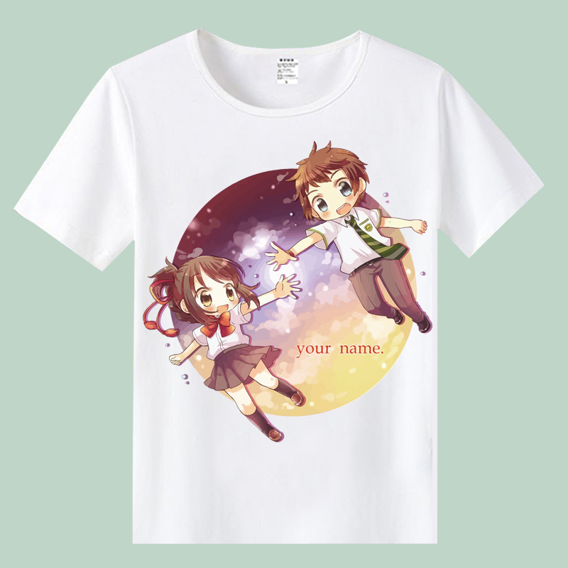 Tên của bạn t-shirt Xinhai Chengli Huajing Cung Điện nước ba lá phim hoạt hình anime xung quanh quần áo mùa hè vòng cổ ngắn tay áo búp bê hình dán