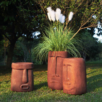 Nordic face FRP vase ornaments Modern simple shopping mall floor-to-ceiling large flower pot creative outdoor combination flower device