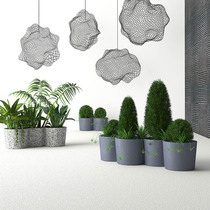 Big nose Nordic siamese FRP flower pot Shopping mall Hotel floor-to-ceiling creative ornaments Outdoor decoration combination vase