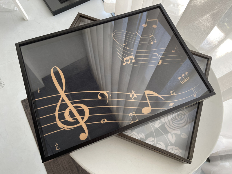 【 in Stock】Sliding Open Metal Badge Dustproof Pine Wood Box Felt Board Display Frame Hollow Frame