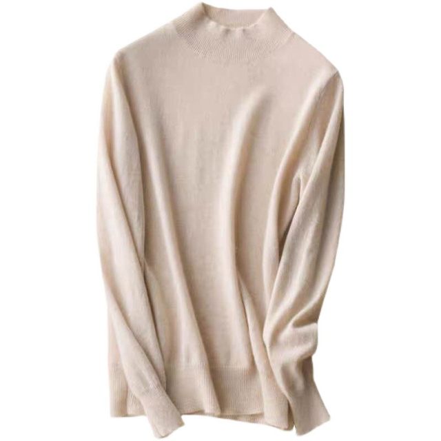 ກຸ່ມ Hengyuanxiang ສີ Wool Sweater ແມ່ຍິງ 100 ຂົນສັດບໍລິສຸດເຄິ່ງ Turtle Collar Loose Sweater ດູໃບໄມ້ລົ່ນແລະລະດູຫນາວ Cashmere Bottoming Sweater