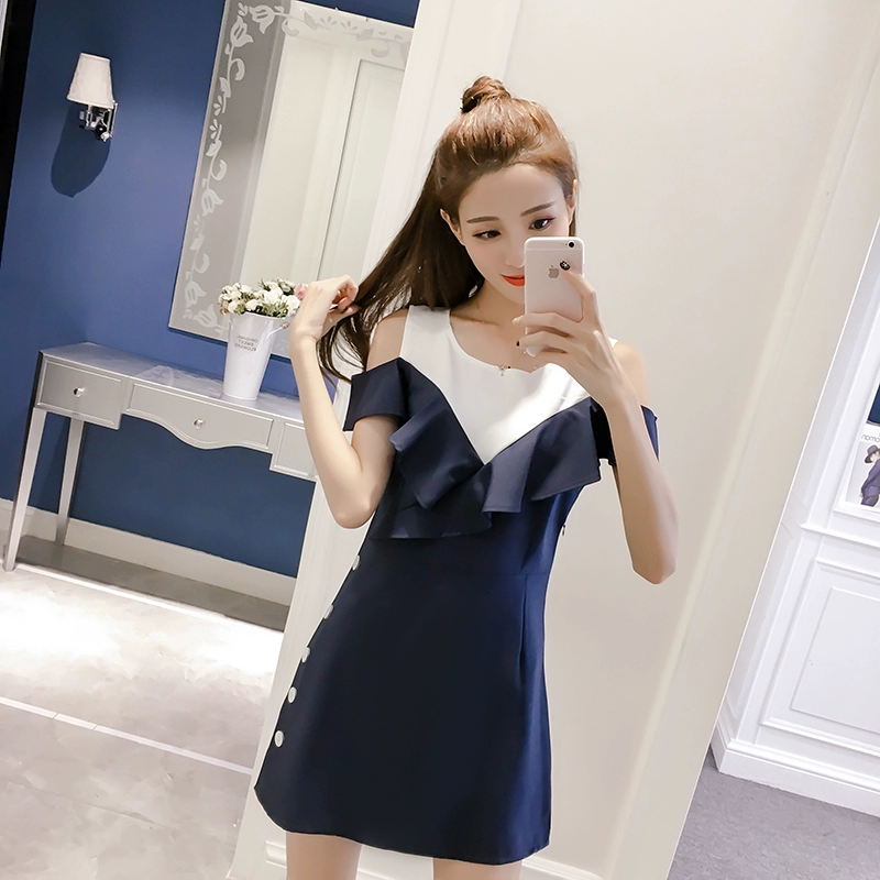 Thời trang cao 150 cm nhỏ nhắn hợp thời trang và ngắn váy mùa hè mới cộng với kích thước nhỏ của phụ nữ eo cao tính khí váy áo - Váy eo cao