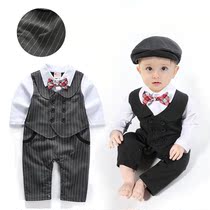 Cross-Border factory ins explosive childrens clothing baby jumpsuit autumn climbing clothes gentleman bow baby hat