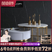 Light luxury marble round coffee table Small apartment decoration Simple modern creative Italian minimalist Nordic coffee table combination