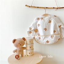 South Korea Ins baby eating hood waterproof and anti-dirty drawing clothes children eating surrounding pocket long sleeve girl anti-wearing clothes