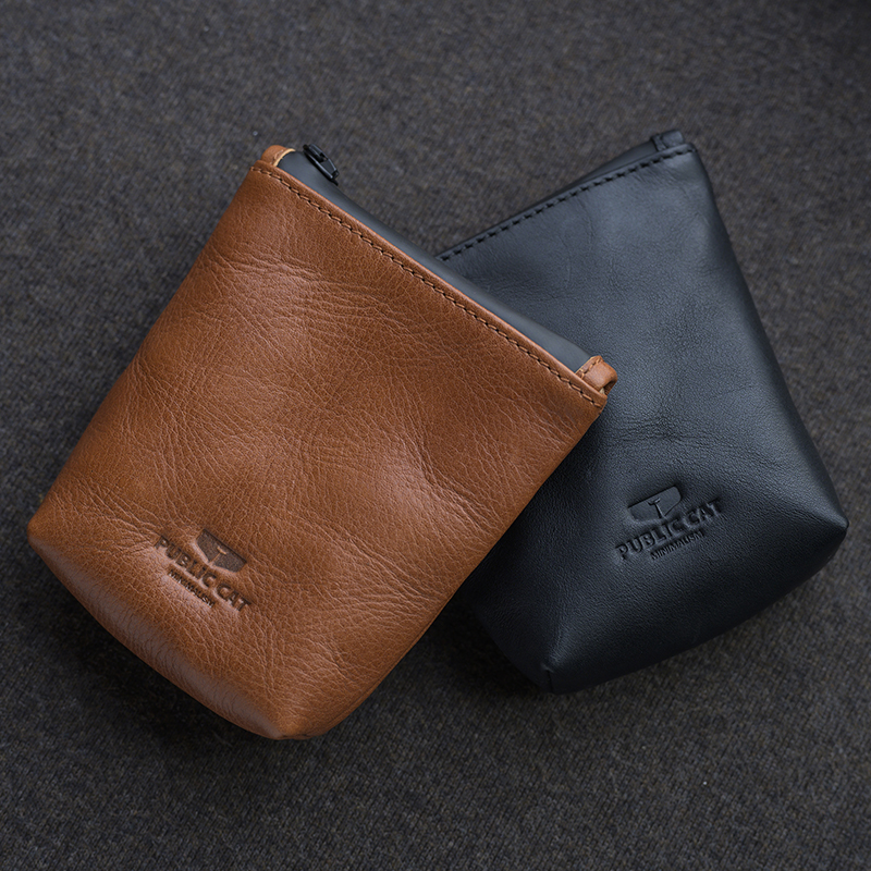 Real leather Contained Small Bags Official Cat Heads Layer Bull Piins Wind Handmade Retro Small Crowdsourced Design Key Zero Money Card Bag