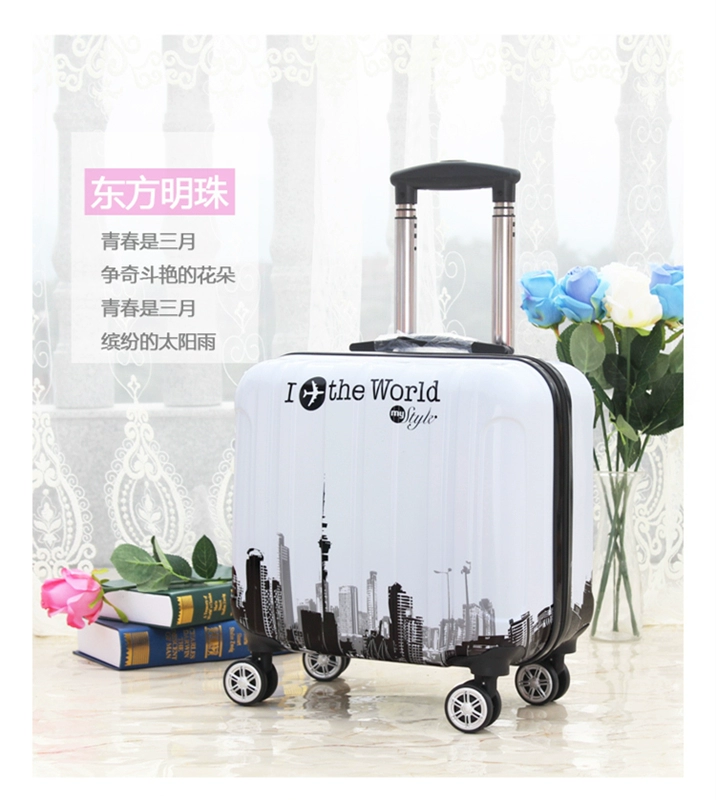 Phiên bản nâng cấp tùy chỉnh 18 inch phổ biến bánh xe nhỏ trường hợp xe đẩy nữ vali nam máy tính vali hộp học sinh nội trú vali kéo trẻ em