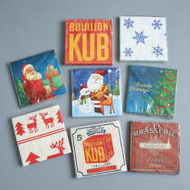 Exit Christmas Party Snowflake Elk Deer Napkin paper Napkins Party Gathering Decorative Cup Mat