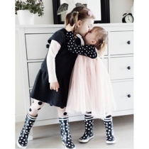 Self-retaining and parent-child handmade rubber rain boots Kindergarten children colorful star rain boots will change color in case of water