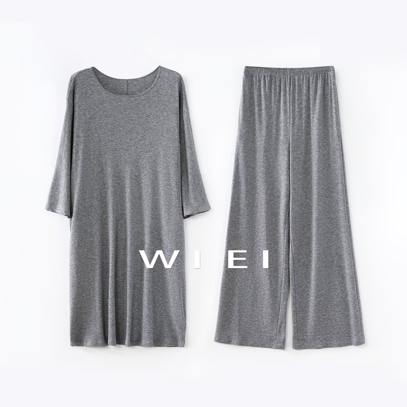 《Wi Ei》 Private Collection Set* Lyocell Wool Soft Drape Airy Lazy Long T-Shirt Casual Pants W26100163