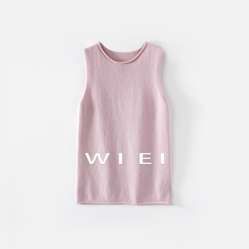 《Wi Ei》Sweet Tea*Hemp+Cotton Dry and Breathable Sleeveless Rolled Edge Knitted Vest W26109093