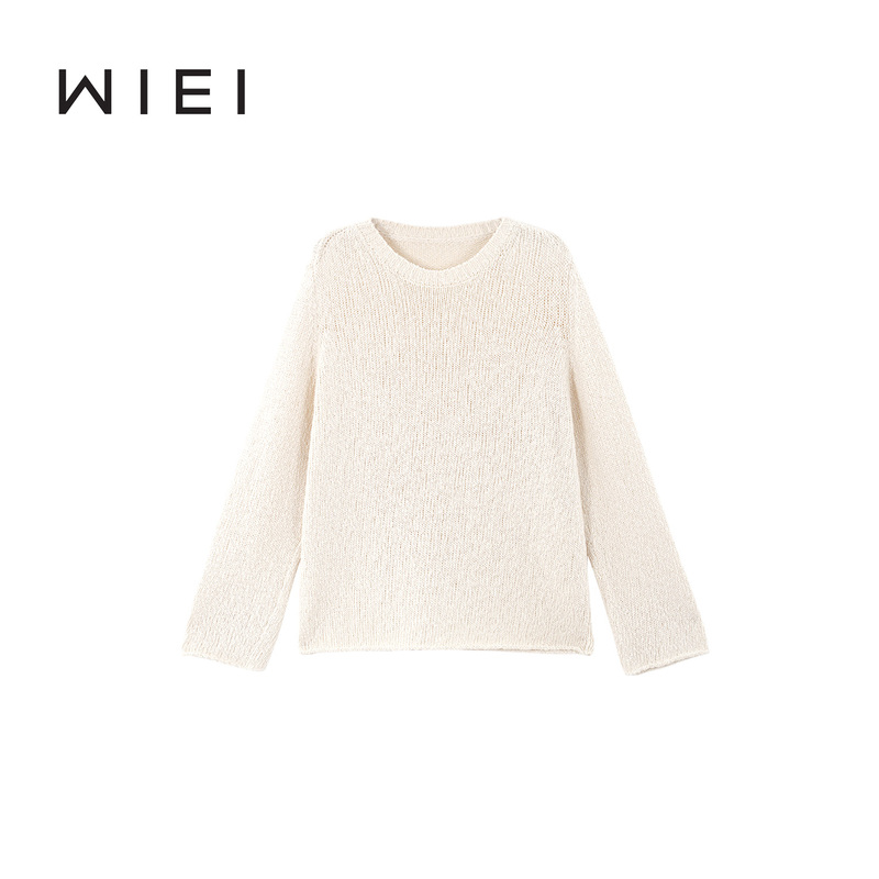 《Wi Ei》Special Custom-Spun Lightweight Textured Lazy-Style Round-Neck Pullover Knitted Sweater W25309072 《Wi Ei》Special Custom-Spun Lightweight Textured Lazy-Style Round-Neck Pullover Knitted Sweater W25309072