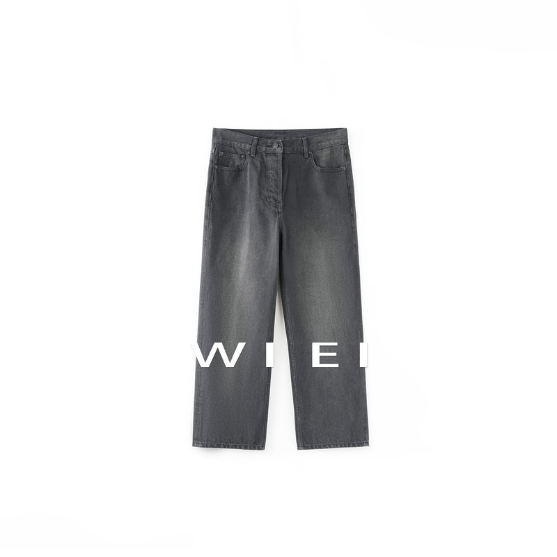 Rongrong Wiei Black and Gray Denim 2.0*Row Vintage Washed 100% Cotton Slim Straight-Leg Jeans W26103076 Rongrong Wiei Black and Gray Denim 2.0*Row Vintage Washed 100% Cotton Slim Straight-Leg Jeans W26103076