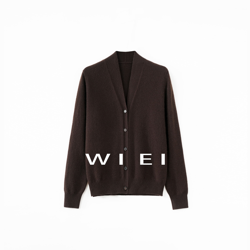 《Wi Ei》 Paper Cardigan* Consinee 100% Cashmere V-Neck Simple Long-Sleeve Knitted Cardigan W26109299