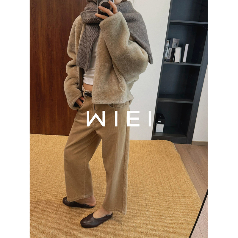 《Wi Ei》Brushed Pants Heavyweight 100% Pima Cotton Vintage Corduroy Comfortable Straight-Leg Casual Pants W26302460 《Wi Ei》Brushed Pants Heavyweight 100% Pima Cotton Vintage Corduroy Comfortable Straight-Leg Casual Pants W26302460