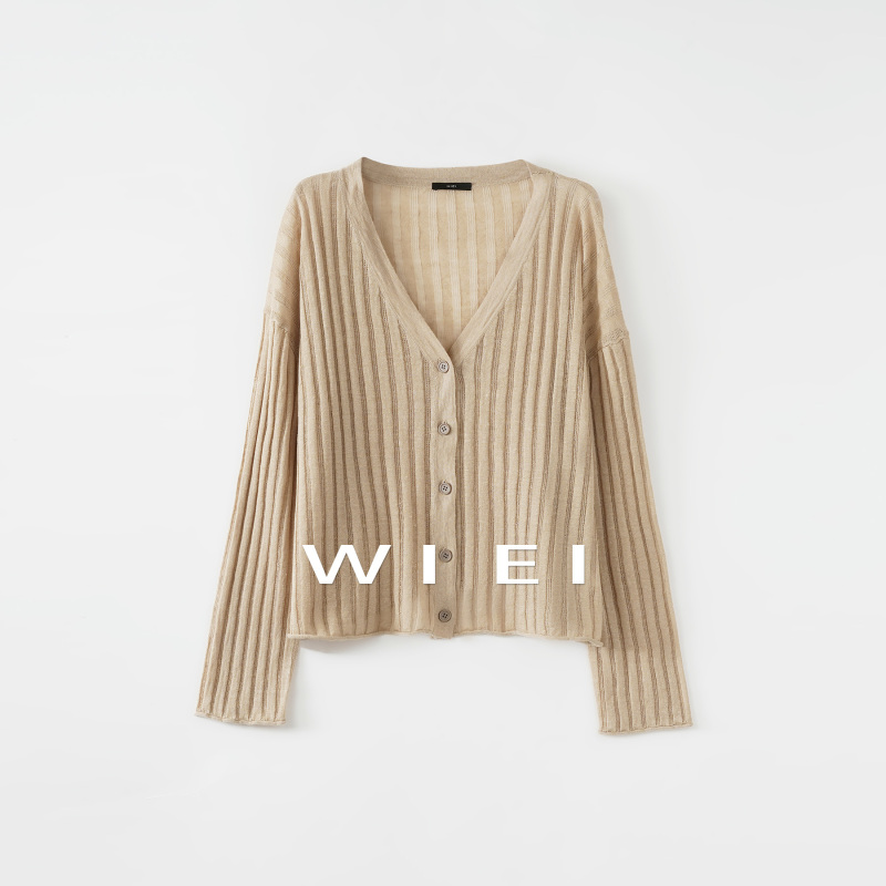 《Wi Ei》Colorful Floral Crisp*100% Linen_Dry and Breathable Knitted Ribbed Vest/Cardigan W26109169