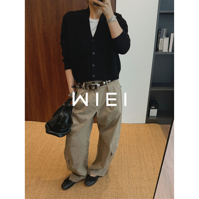 Rongrong Wiei* Xuedai* Consinee 100% Cashmere Row Style Quiet Luxury Casual Sweater Cardigan W26109471