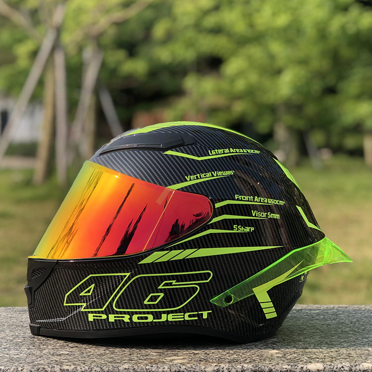 Locomotive Personality safety helmet Carbon slim flower Four Seasons men and women Locomotive Racing Anti-Glare all-Helmets Grown Tail