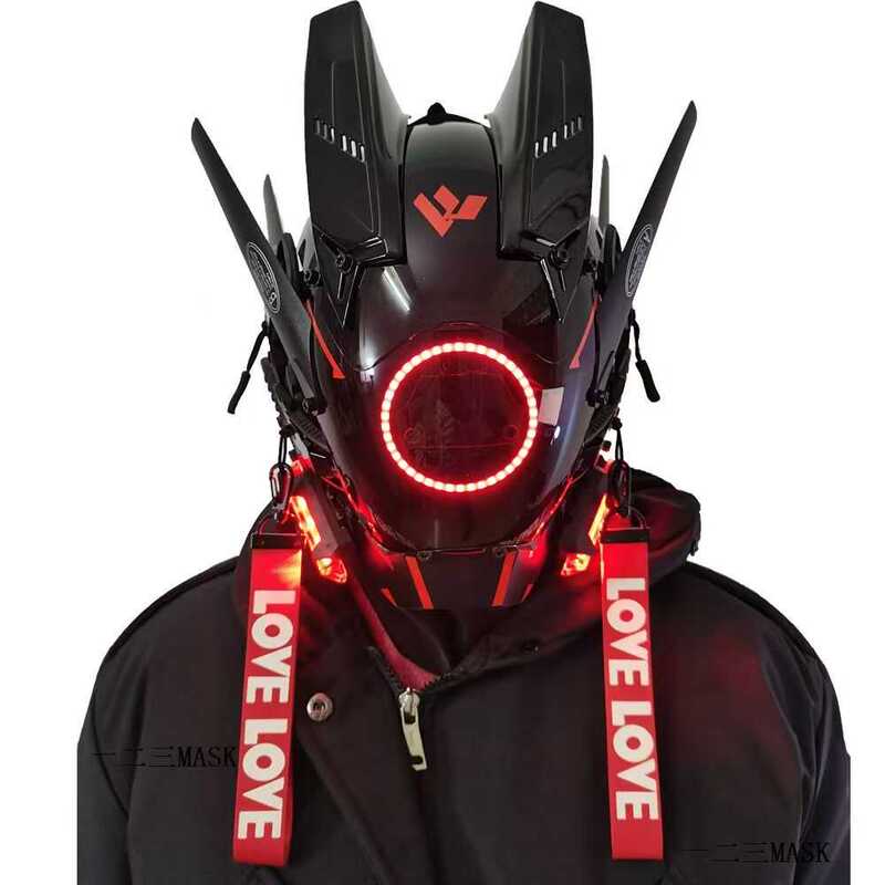Cyberpunk Mask Face Mask Cosplay Mask Round Light Sci-Fi Equipment Party Music Festival Accessories Adult