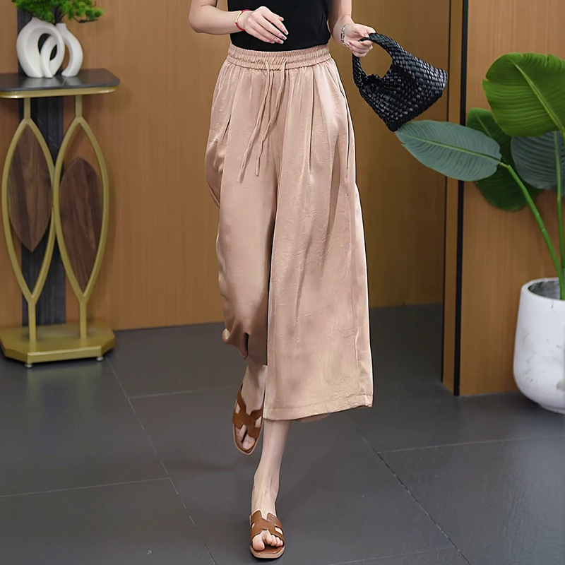 Petite Women's Wide-Leg Pants Summer 2026 New Style Straight-Leg Culottes Thin High-Waisted Slimming Versatile Casual Pants