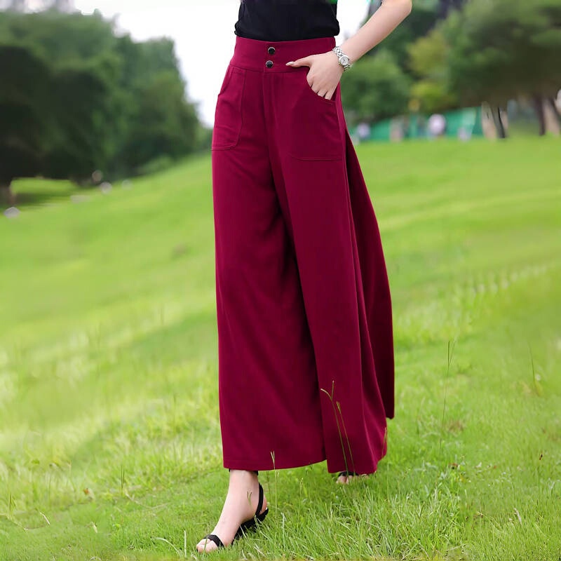 2026 Summer Draped Wide-Leg Pants for Women, Straight-Leg Trousers, Thin High-Waisted Slimming Hip-Covering Red Casual Nine-Point Pants 2026 Summer Draped Wide-Leg Pants for Women, Straight-Leg Trousers, Thin High-Waisted Slimming Hip-Covering Red Casual Nine-Point Pants