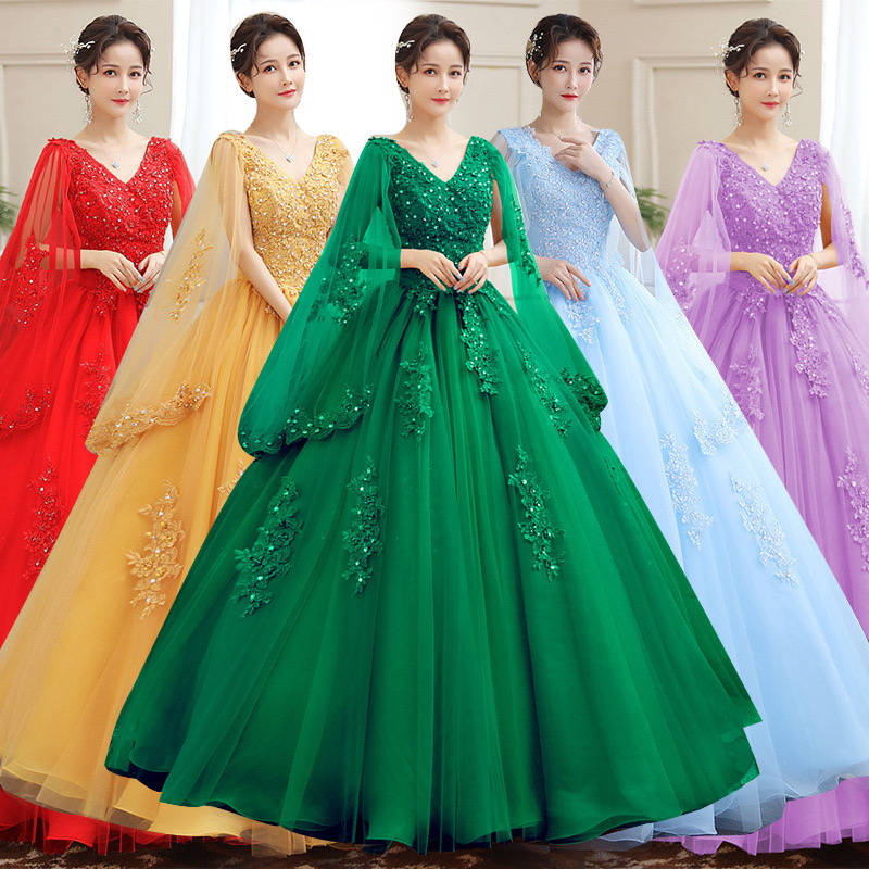 Evening Host Dress, Dignified and Elegant, High-End Birthday Party Dress, Colorful Tulle Party Dress