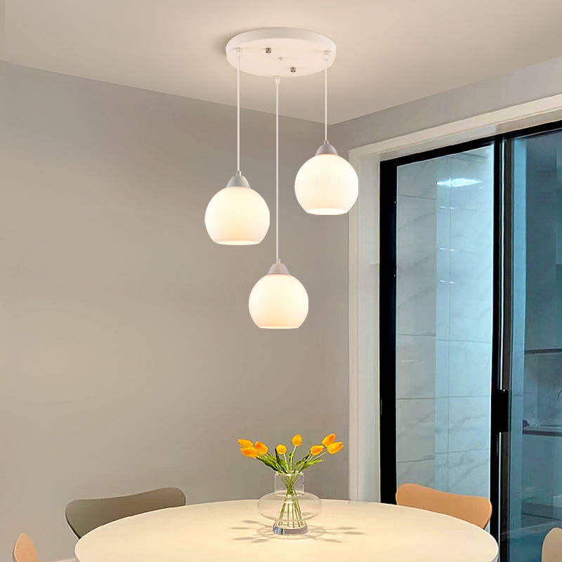 Nordic Style Dining Table Lamp with Three White Lily of the Valley Bulbs, Cream Style Small Pendant Light, Trendy New Model ins Dining Room/Living Room Pendant Light