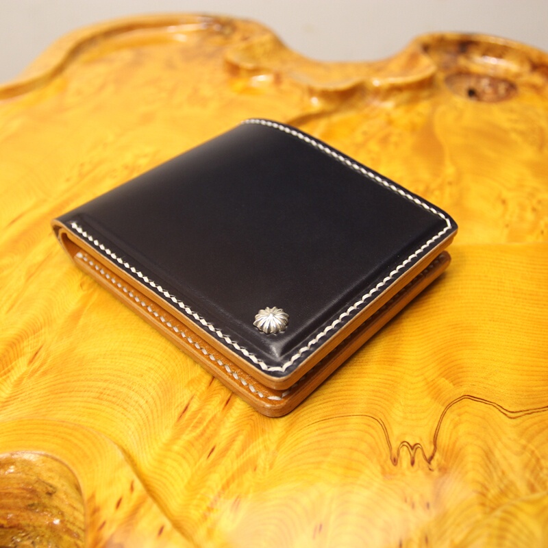 Ingenious British Je Horse Harness Leather Short Wallet for Men, Hand-Stitched Equestrian Leather with 925 Silver Buckle, Vintage Wallet 