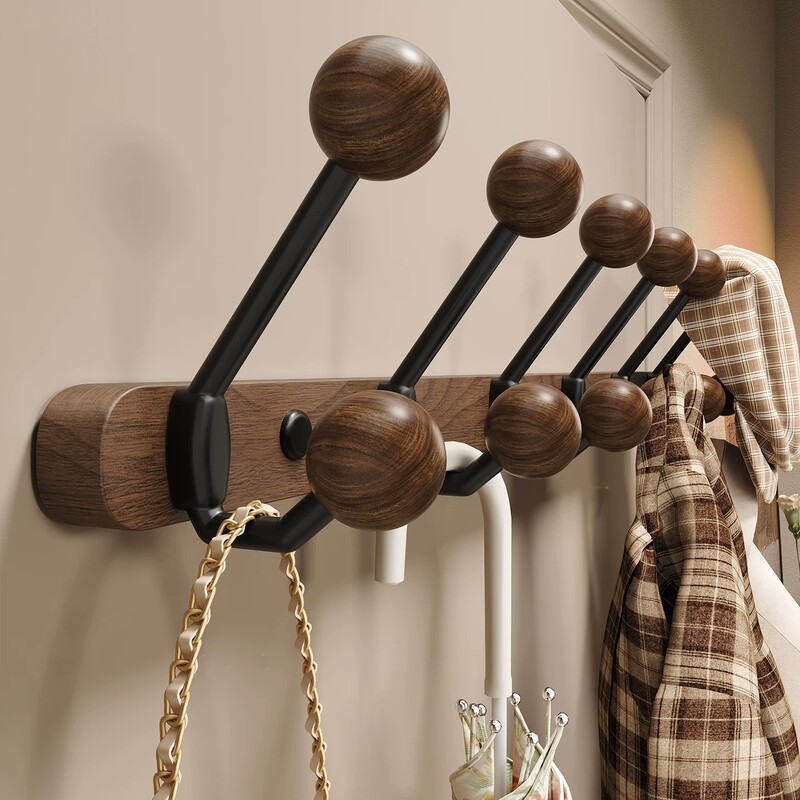 North American Door Hook, Walnut Wood, No-Drill Adhesive Hook, Wall-Mounted, Strong Load-Bearing Adhesive Clothes Hanger, Coat Hook North American Door Hook, Walnut Wood, No-Drill Adhesive Hook, Wall-Mounted, Strong Load-Bearing Adhesive Clothes Hanger, Coat Hook