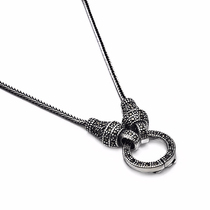 S925 sterling silver universal buckle snake bone chain Thai silver necklace fashion pendant wild female retro sweater chain long section